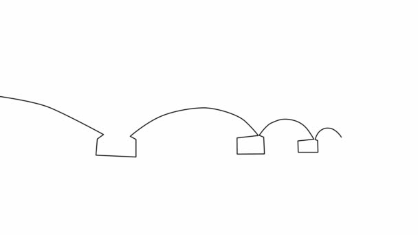 Självritning av en enkel animation av en kontinuerlig ritning av en linje på en viaduktbro — Stockvideo