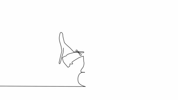 Саморисование анимации непрерывного однострочного рисунка изолированного объекта - слона — стоковое видео