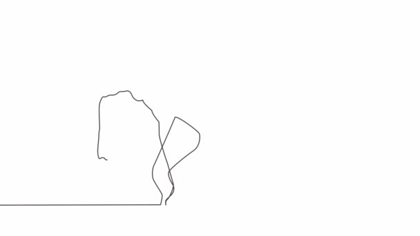 Animación autodibujada de dibujo continuo de una línea de objeto aislado - elefante — Vídeos de Stock