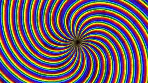 Spectrum Psychedelic Optical Illusion Abstract Rainbow Hypnotic Animated Background Bright — Stock Video