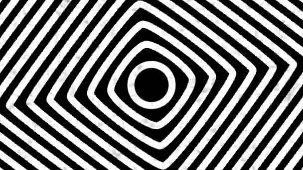 Swirling Hypnotic Rotating Abstraction Psychedelic Twisting Circles Striped Black White — Stock Video