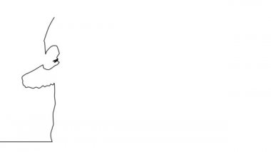 Kadın balerin çiziminin sürekli çiziminin kendi kendine çizimi.