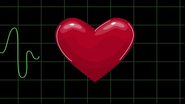 Heartbeat monitor EKG line monitor visar hjärtklappning, sömlöst loop elektrokardiogram medicinsk skärm — Stockvideo