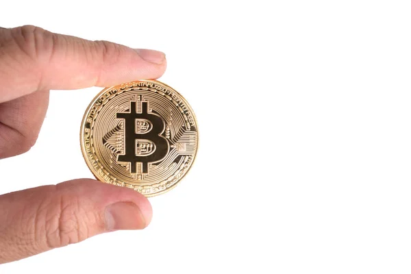 Bitcoin Ізольованих Білим Тлом Криптографія Електронні Гроші Концепцію Валютою Золота — стокове фото