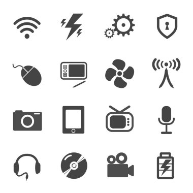Elektronik ve elektrik simge vektör seti