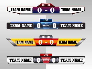 Çetele dijital ekran grafik şablonu için yayın futbol, futbol veya futsal, illüstrasyon vektör tasarım şablonu Ligi maç için. Eps10 vektör dosya tasarımı