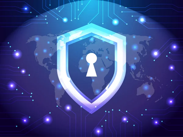 Cyber Security Guard Network Concept Sécurité Internet Bouclier Protecteur Thème — Image vectorielle