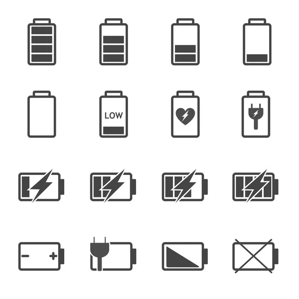 Batterij Vector Pictogramserie Vermogen Brandstof Concept — Stockvector