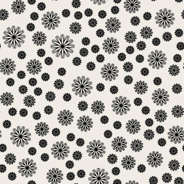 Dikişsiz desen arka plan. Modern Soyut ve klasik antika kavramı. Geometrik yaratıcı tasarım şık tema. İllüstrasyon vektör. Siyah ve beyaz renk. Çiçek ve çiçek şekil