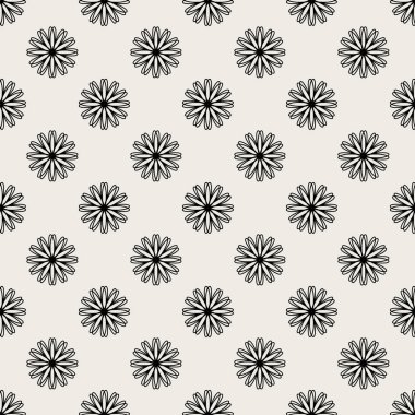 Dikişsiz desen arka plan. Modern Soyut ve klasik antika kavramı. Geometrik yaratıcı tasarım şık tema. İllüstrasyon vektör. Siyah ve beyaz renk. Çiçek ve çiçek şekil