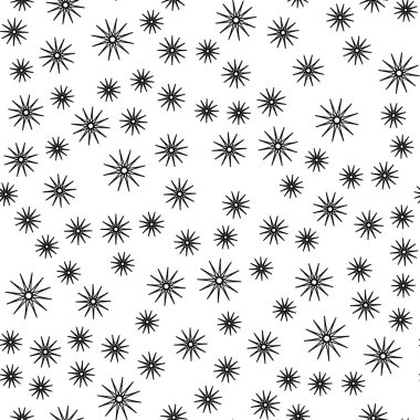 Dikişsiz desen arka plan. Soyut ve klasik kavramı. Geometrik yaratıcı tasarım şık tema. İllüstrasyon vektör. Siyah ve beyaz renk. Kar tanesi buz ve Noel için Glitter yıldız şekli