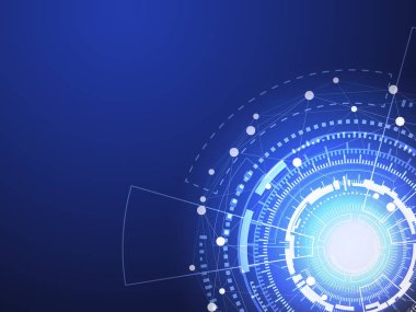 Blue teknoloji daire ve bilgisayar bilim arka plan mavi ve beyaz çizgi noktalı. İş ve bağlantı kavramı. Fütüristik ve sanayi 4.0 kavramı. Internet cyber ve ağ Tema.