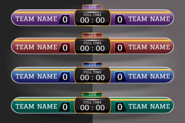Futbol puan tahtası için futbol, futbol ve futsal yayın dijital ekran grafik şablonu. illüstrasyon vektör tasarım şablonu Futbol Ligi için aynı. Eps10 vektör dosya tasarımı