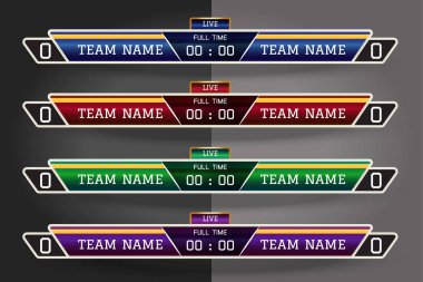 Futbol puan tahtası için futbol, futbol ve futsal yayın dijital ekran grafik şablonu. illüstrasyon vektör tasarım şablonu Futbol Ligi için aynı. Eps10 vektör dosya tasarımı