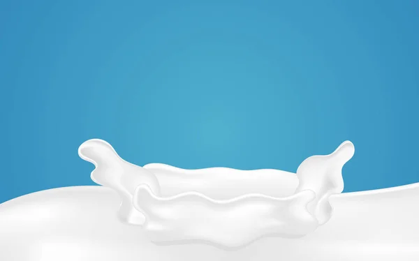 青の背景に新鮮な牛乳のスプラッシュ ドリンクやビタミンの概念 イラスト 現実的なベクトル — ストックベクタ