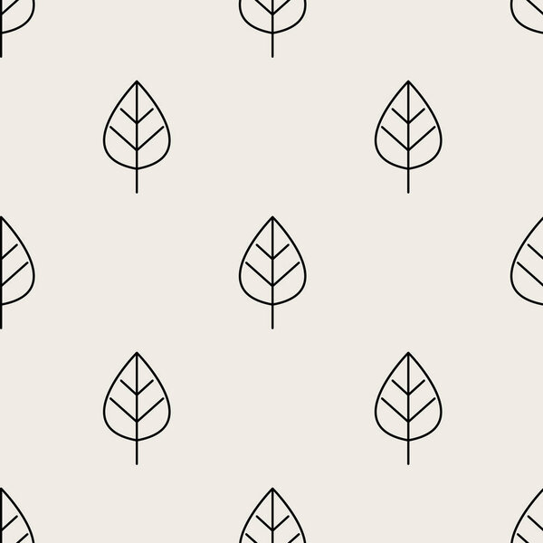 Seamless pattern background. Abstract and Classical concept. Geometric creative design stylish theme. Illustration vector. Black and white color. Leaf shape for Nature and Environment day