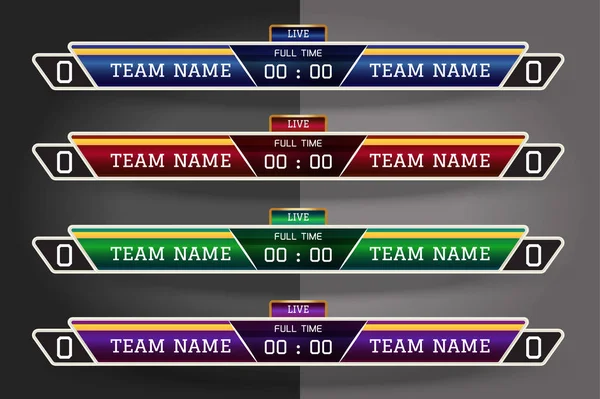 Tabellone Segnapunti Digitale Schermo Modello Grafico Trasmissione Calcio Calcio Futsal — Vettoriale Stock