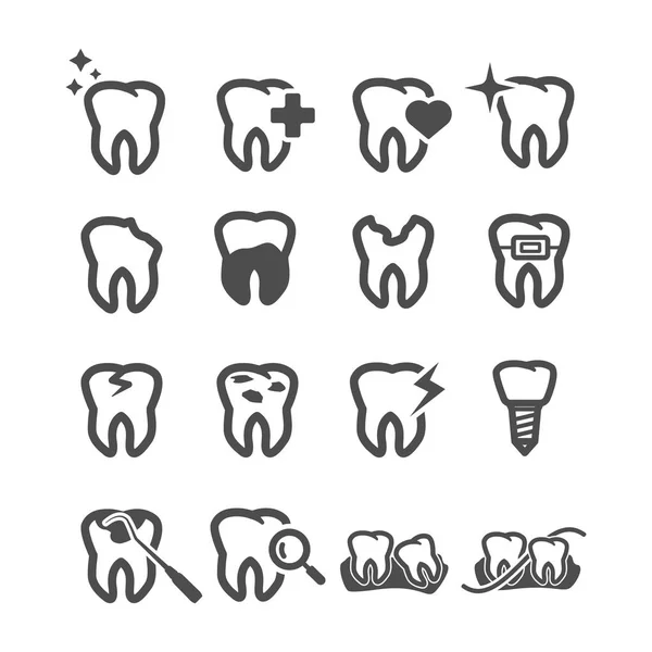 Iconos Dentales Concepto Atención Odontológica Sanitaria Concepto Síntomas Dientes Encías — Vector de stock