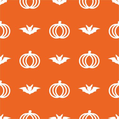 Cadılar Bayramı gün izole turuncu zemin üzerinde sorunsuz tatlı kabak. Tatil ve kültür kavramı. Duvar kağıdı ve çizgi simgeler Tema.