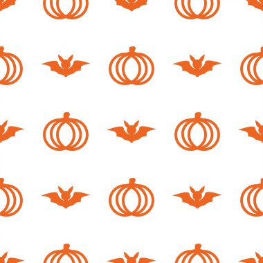 Cadılar Bayramı gün izole beyaz arka planda kesintisiz tatlı kabak. Tatil ve kültür kavramı. Duvar kağıdı ve çizgi simgeler Tema.