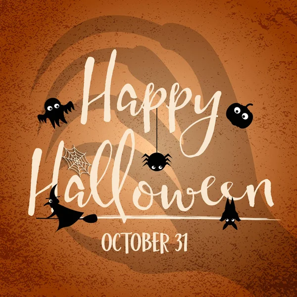 Feliz Día Halloween Con Sombra Mano Bruja Fondo Murciélagos Elementos — Vector de stock