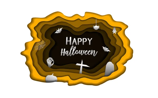 Feliz Día Halloween Papel Tallar Fondo Lindo Papel Concepto Papeleo — Vector de stock