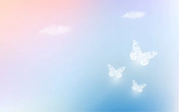 Fantasy Álmodik Alacsony Poly Pillangók Pasztell Színű Háttérben Hologram Rainbow — Stock Vector