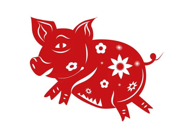 Zodiac Porc Anul Nou Chinezesc Fericit 2019 Anul Conceptului Porc — Vector de stoc