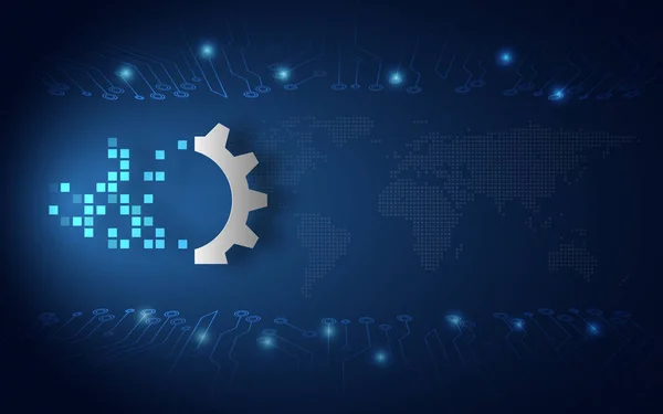 Fütüristik dijital dönüştürme soyut teknoloji mavi arka plan. Yapay zeka ve büyük veri. İş büyüme değişim ve sanayi 4.0 Internet şeyler kavramının. Vektör çizim