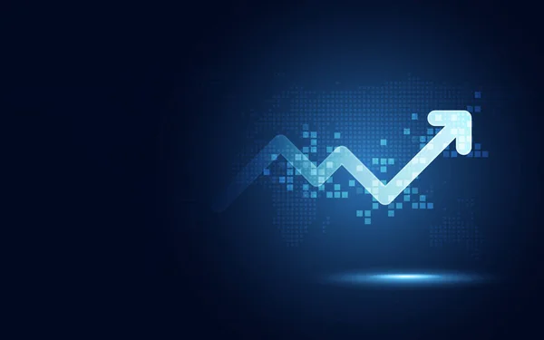 Futuristic Raise Arrow Chart Transformasi Digital Latar Belakang Teknologi Abstrak - Stok Vektor