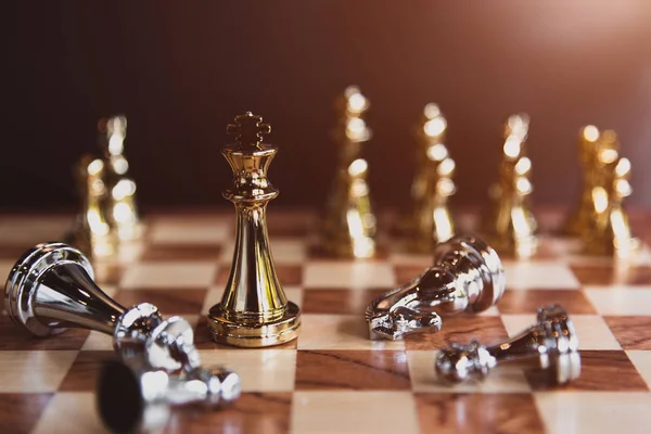 Chess Board Games Last Stand Winner Business Market Sharing Competition — Stock Photo, Image