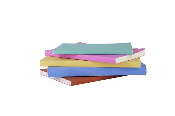 Stack of multi color books on isolated white background. Clippin — Stock Photo, Image