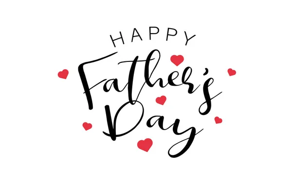 Happy Fathers Day Calligraphy text with mini red hearts. Holiday