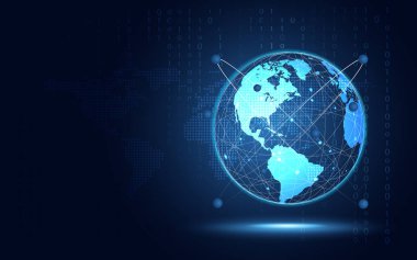 Fütüristik mavi toprak soyut teknoloji arka plan. Yapay