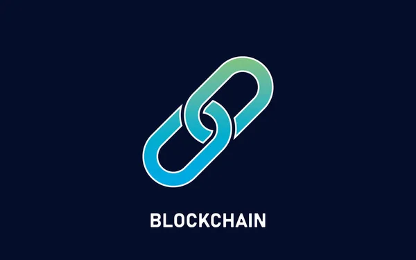 Логотип Blockchain на темно-чорному тлі. Абстрактний символ лінії — стоковий вектор