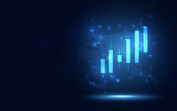 Futuristic raise Candle stick chart digital transformation abstr