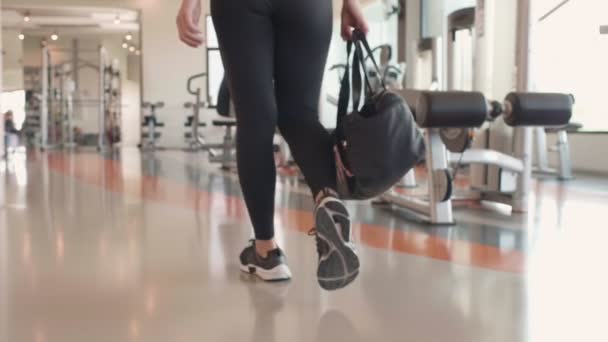 Крупним Планом Кадри Тренування Жінки Спортзалі — стокове відео