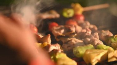 lezzetli pişirme kebaplar closeup görünümü