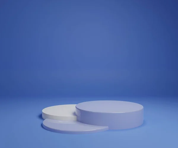 Biały Niebieski Pastelowy Produkt Stoi Tle Abstrakcyjna Koncepcja Minimalnej Geometrii — Zdjęcie stockowe