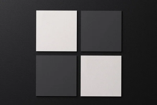 Branco Forma Quadrada Papel Business Card Mockup Preto Moderno Tecido — Fotografia de Stock