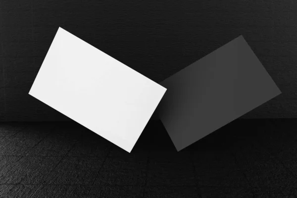 Modello Mockup Carta Visita Bianco Nero Con Copertura Dello Spazio — Foto Stock