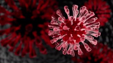 Red Coronavirus 'u insan akciğeri arka planında kapatın. Tıbbi ve sağlık hizmetleri konsepti. COVID-19 grip salgını. 3 boyutlu çizim. 4K hareketli görüntü videosu