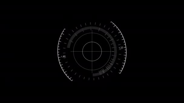 Белый Hud Circle Интерфейс Изолированном Черном Фоне Цель Область Поиска — стоковое видео