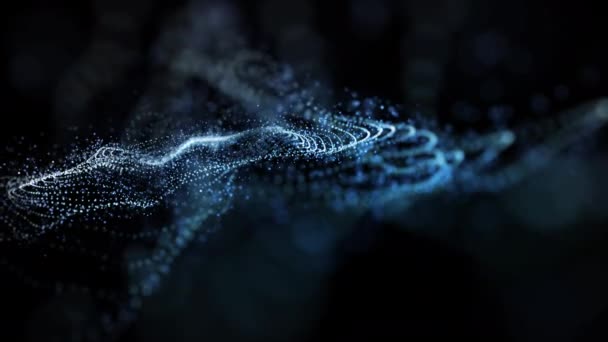 外太空背景下的蓝色发光粒子燃烧 4K运动图形视频 — 图库视频影像