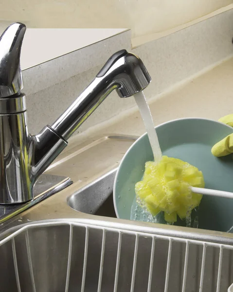 Tägliche Arbeit Der Küche Gesundheit Und Hygiene Gewährleisten — Stockfoto
