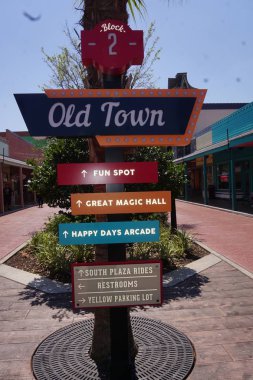 Kissimmee, Florida United States of America March 21,2019 old town with shops and amusement areas . clipart