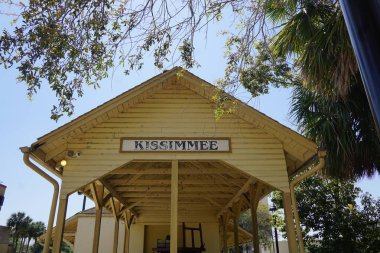 Kissimmee, Florida USA, Spring afternoon March,21,2019 old train station in the downtown. clipart