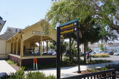 Kissimmee, Florida USA, Spring afternoon March,21,2019 old train station in the downtown. clipart