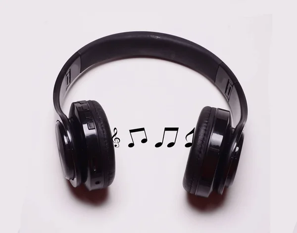 Black Headset Used Enjoying Wide Variety Music Digital Entertainment Wifi — Stock Photo, Image