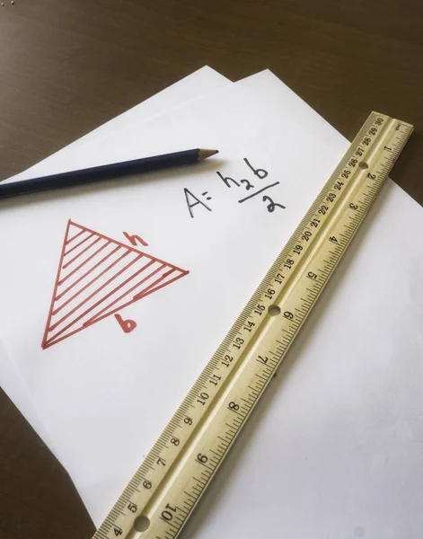 Formula for determining the area of an eqilateral triangle — Stock Photo, Image